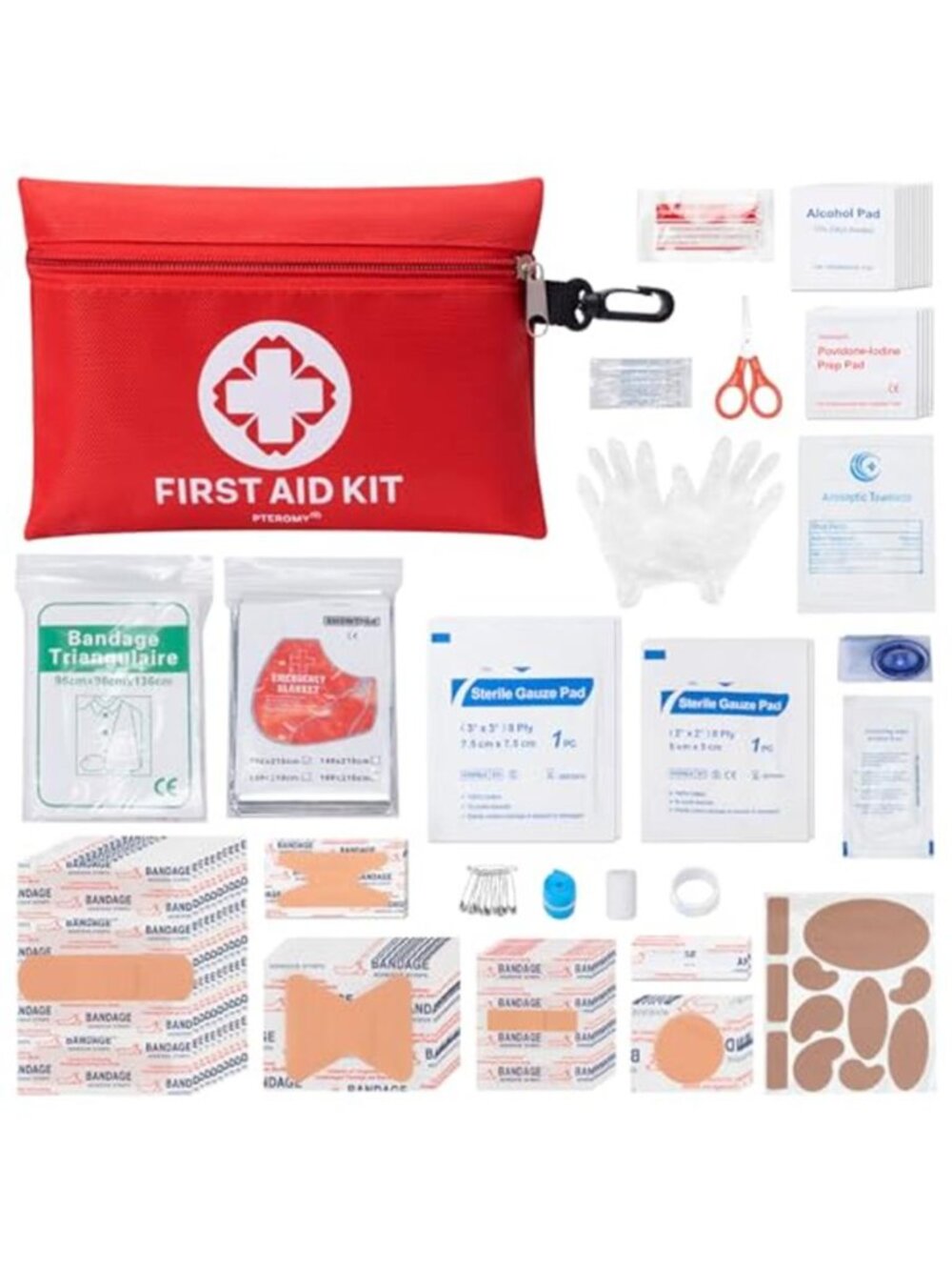PTEROMY 150 Piece Mini First Aid Kit, Portable Small Emergency Kits Compact 1st